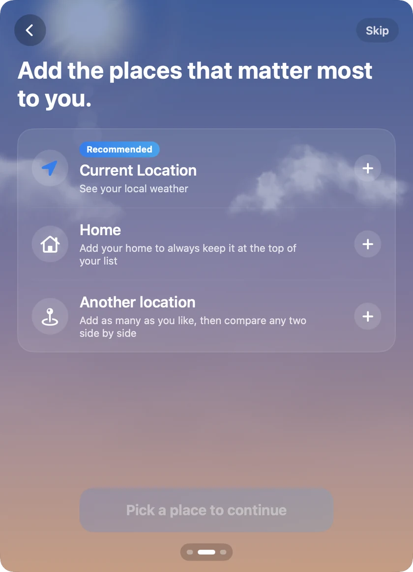 The Forecast Bar first-run setup window on macOS