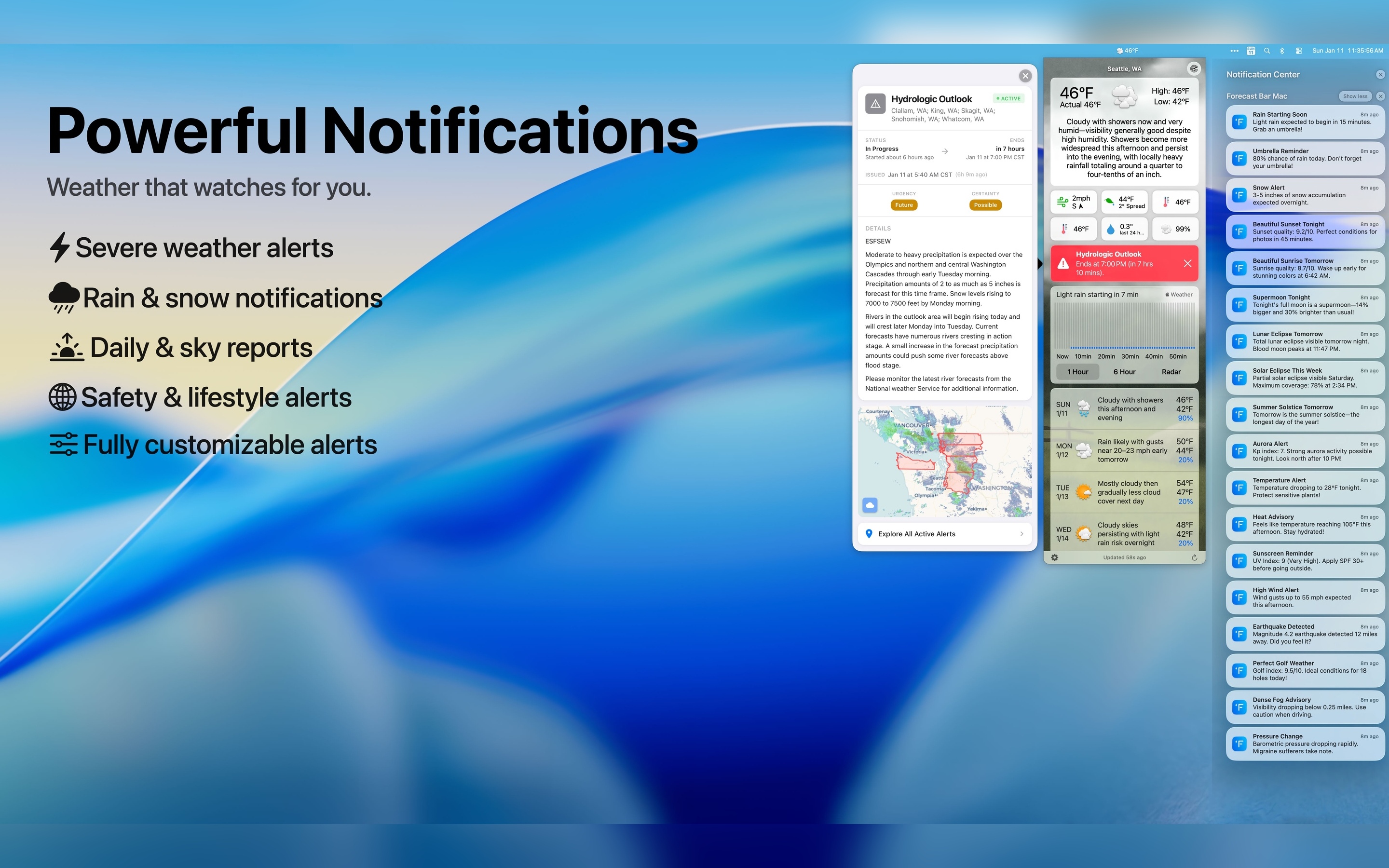 Forecast Bar Mac notifications and severe weather alerts